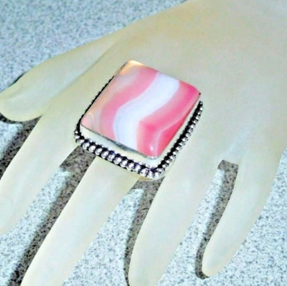 Artisan Botswana Agate 925 Silver Ring - image 4